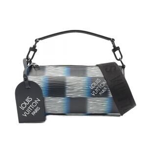 Louis Vuitton Polochon Damier Rush Leather Handbag Blue Black